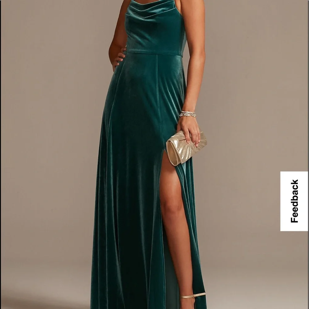 Never been worn bridesmaids dress. It’s a beautiful green color made from velvet - Picture 1 of 1